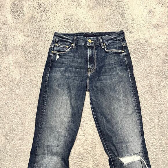 Mother Jeans Womens 24 High Waisted Looker Ankle Fray Denim Close to the Edge - Picture 2 of 13